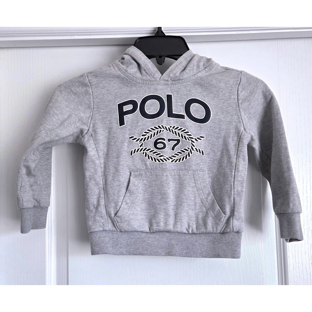 Polo Ralph Lauren Kids Gray Performance Polo 67 Graphic Hoodie Sweatshirt 4T - Picture 1 of 6